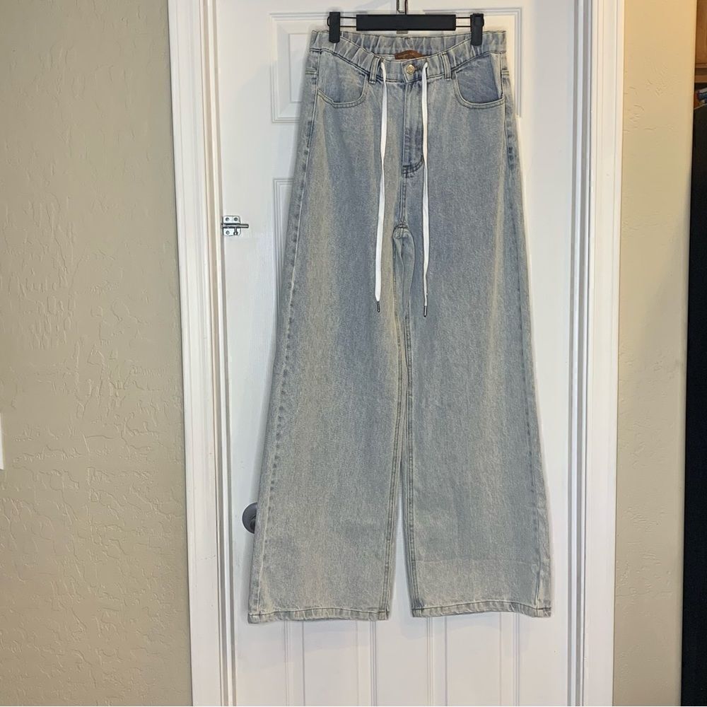 Beige Botany High Rise Wide Leg Jeans Size S/M